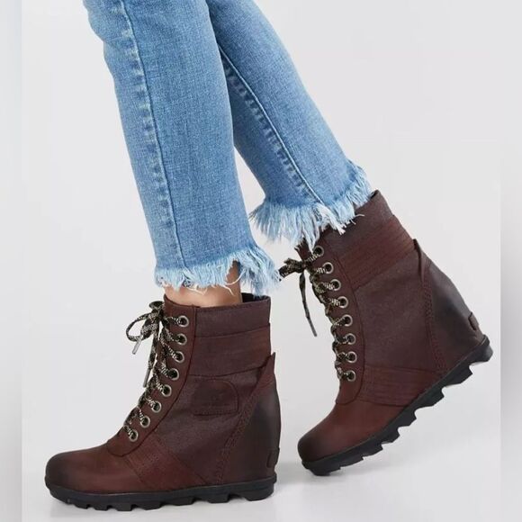 Sorel Shoes - Sorel Arctic Wedge II Waterproof Lace Up Boots Redwood Brown Womens‎ Leather